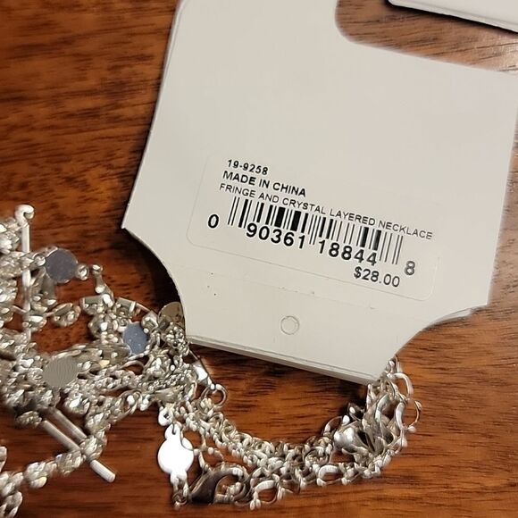 NWT Guess fringe and crystal layered necklace set - Picture 4 of 6